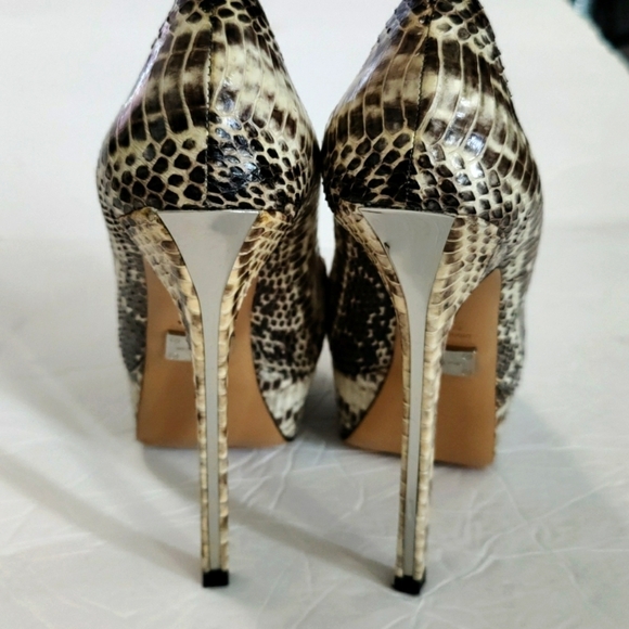 Michael Kors snakeskin peep toe stiletto platform heels - Picture 9 of 12